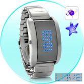 Blue Fiction - Metal Alloy LED Watch with Scrolling Text